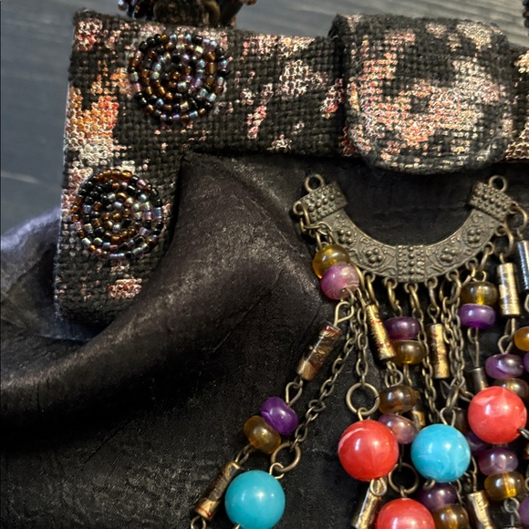 Beaded Black and Multicolor Handbag - Picture 2 of 7